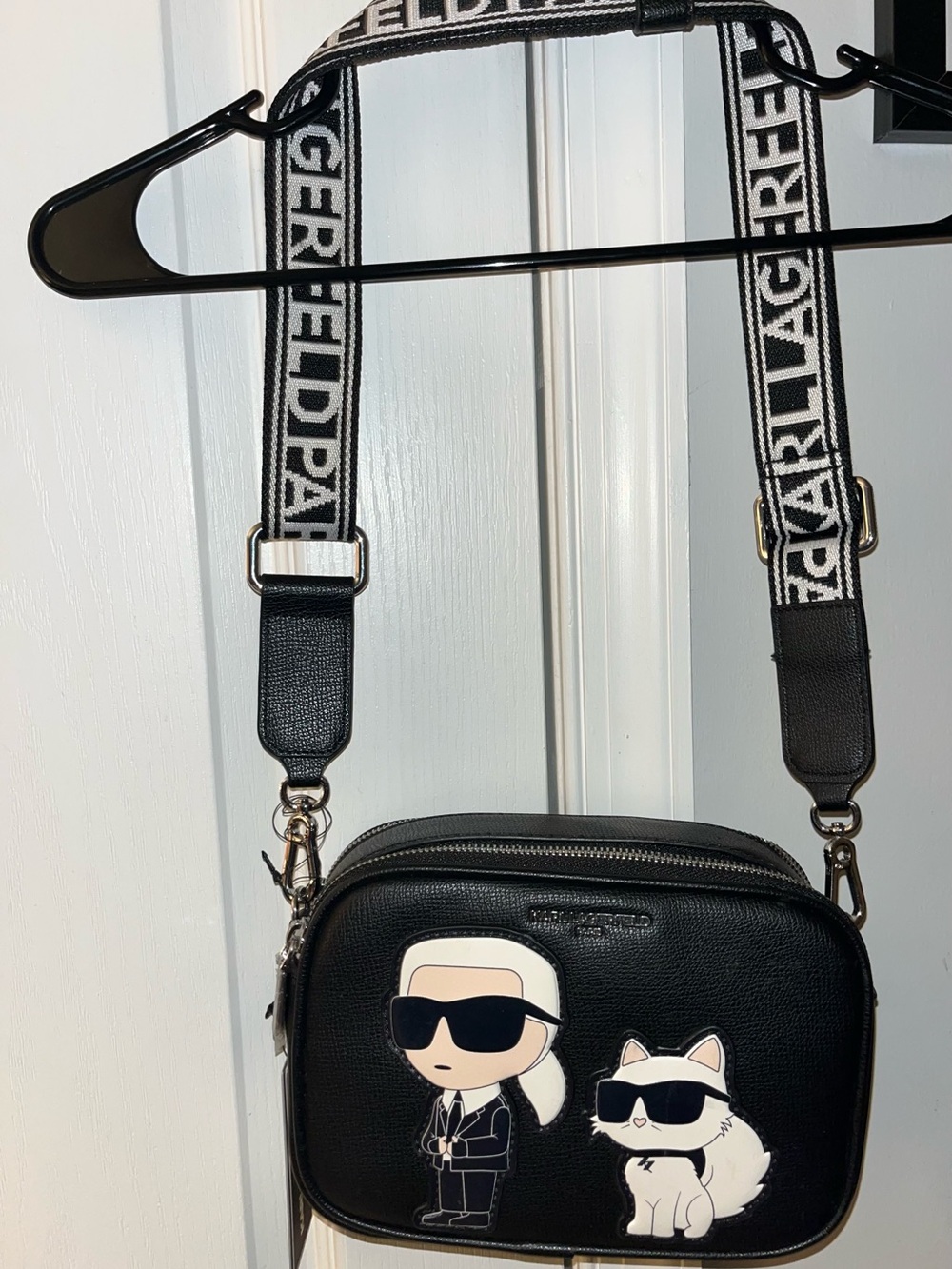 Karl Lagerfeld Black Crossbody with Logo Strap